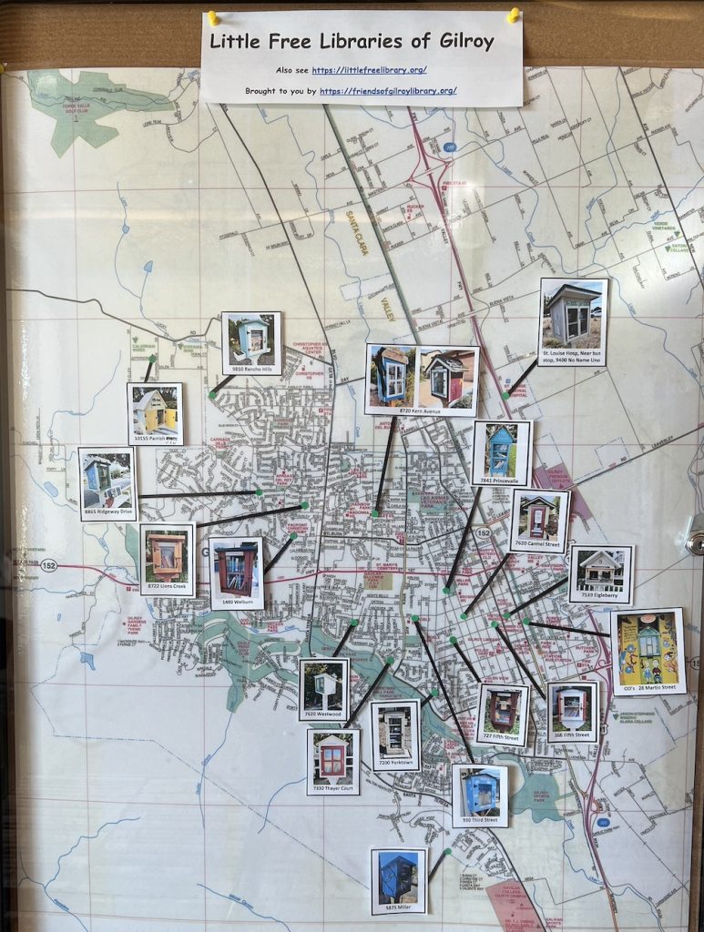 map of the tiny libraries in the City of Gilroy